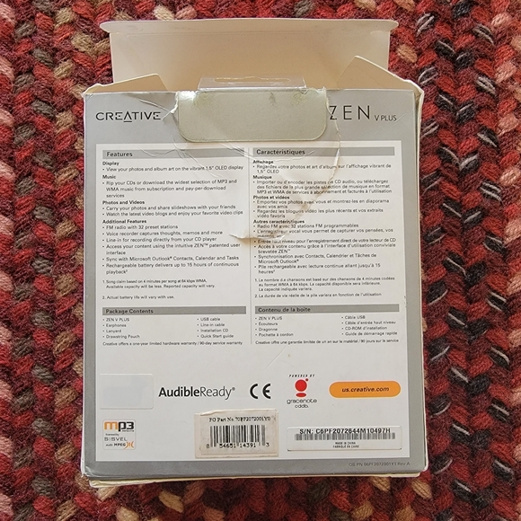 CREATIVE LABS ♡ NEW in Box ZEN V PLUS 4GB Portable MP3 Media Player (Black/Blue) - Picture 3 of 8